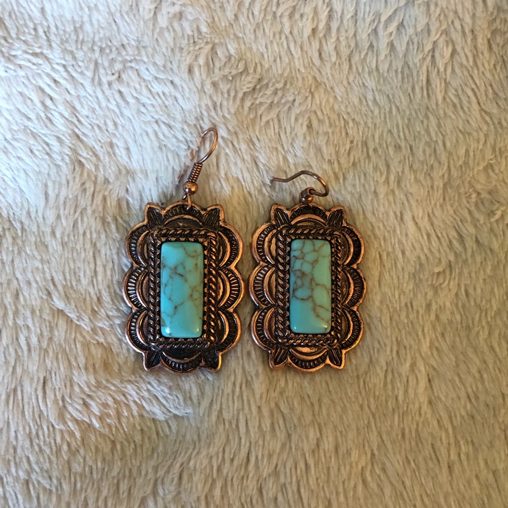 Turquoise and copper earrings